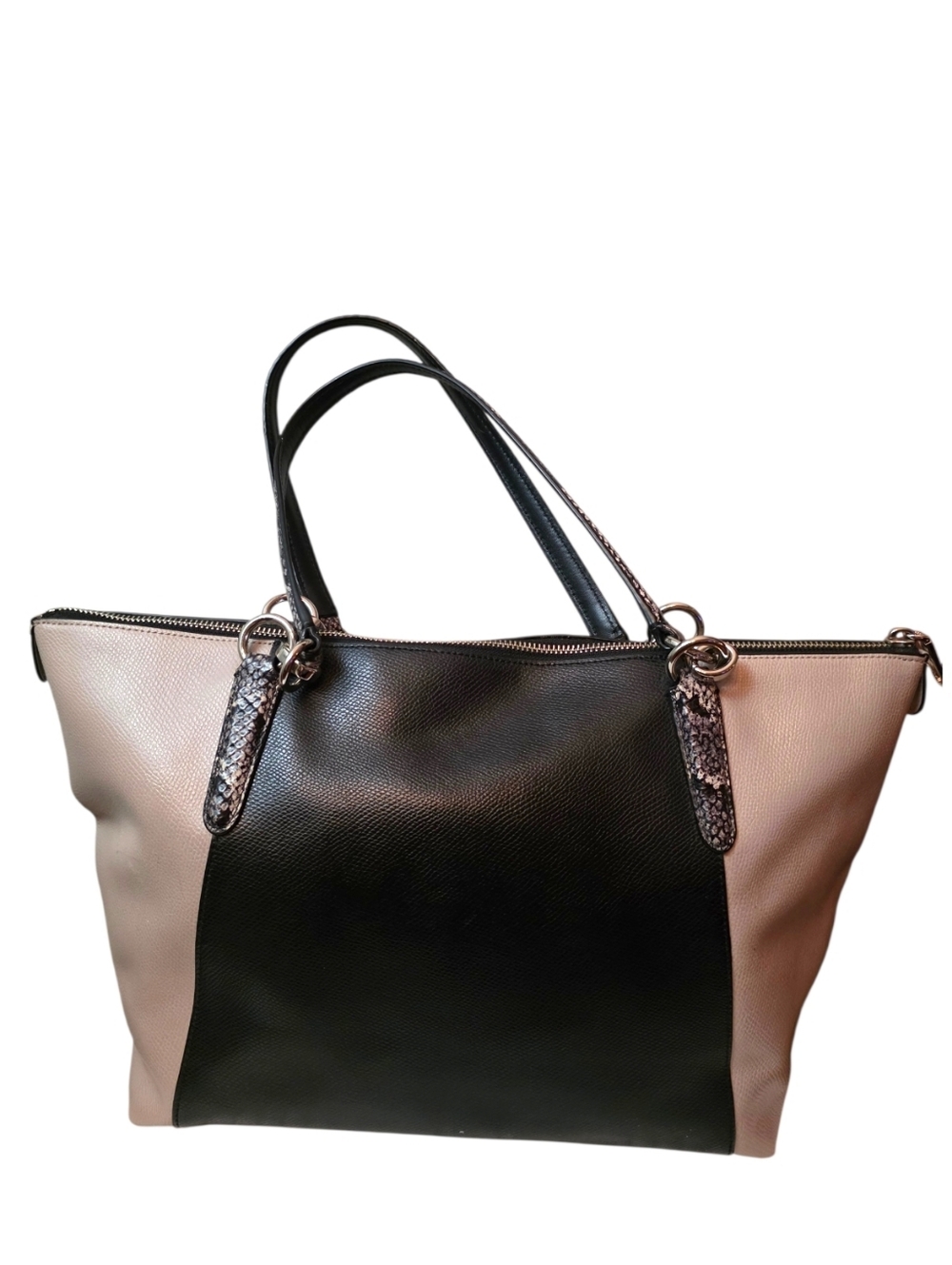 Coach Ava Tote F38308 Black Multi Leather Snake Embossed Trim Shoulder Bag - Picture 6 of 16